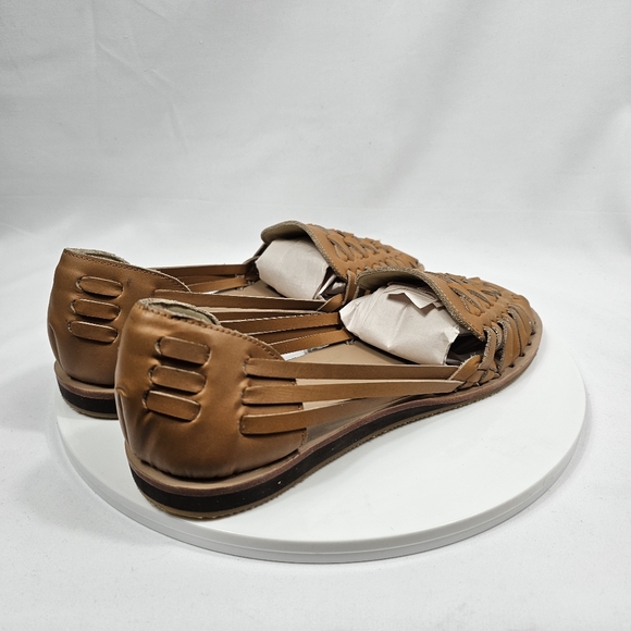 NIB Nisolo Huarache Sandal Handwoven Leather Woven Slip On Flats Almond Tan 10 - Picture 7 of 15
